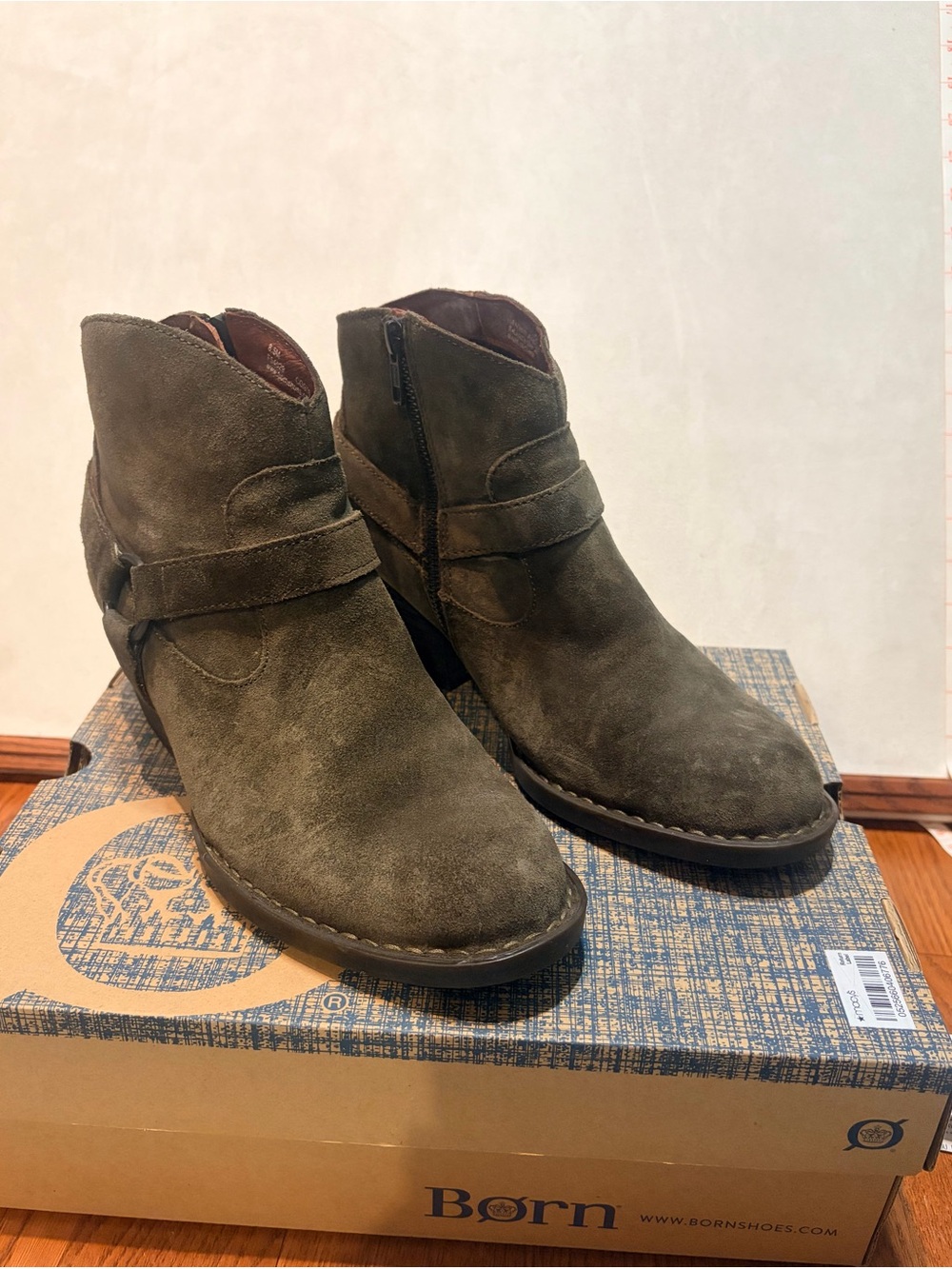 Born Olive Suede Ankle Boots